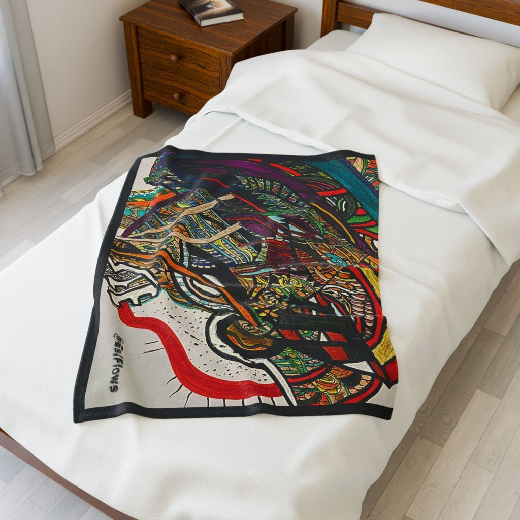 "Energy Art V1" | ***[Plush Blanket]*** | EsiFlows | Abstract Arts Colorful Cotton Velveteen Blanket - EsiFlows