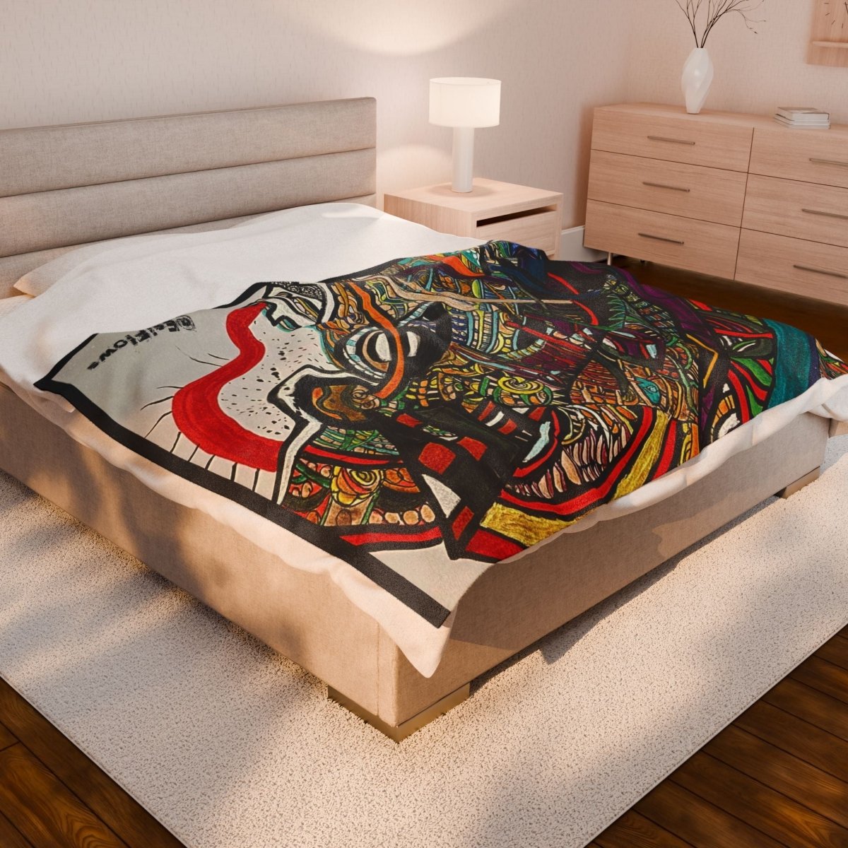 "Energy Art V1" | ***[Plush Blanket]*** | EsiFlows | Abstract Arts Colorful Cotton Velveteen Blanket - EsiFlows