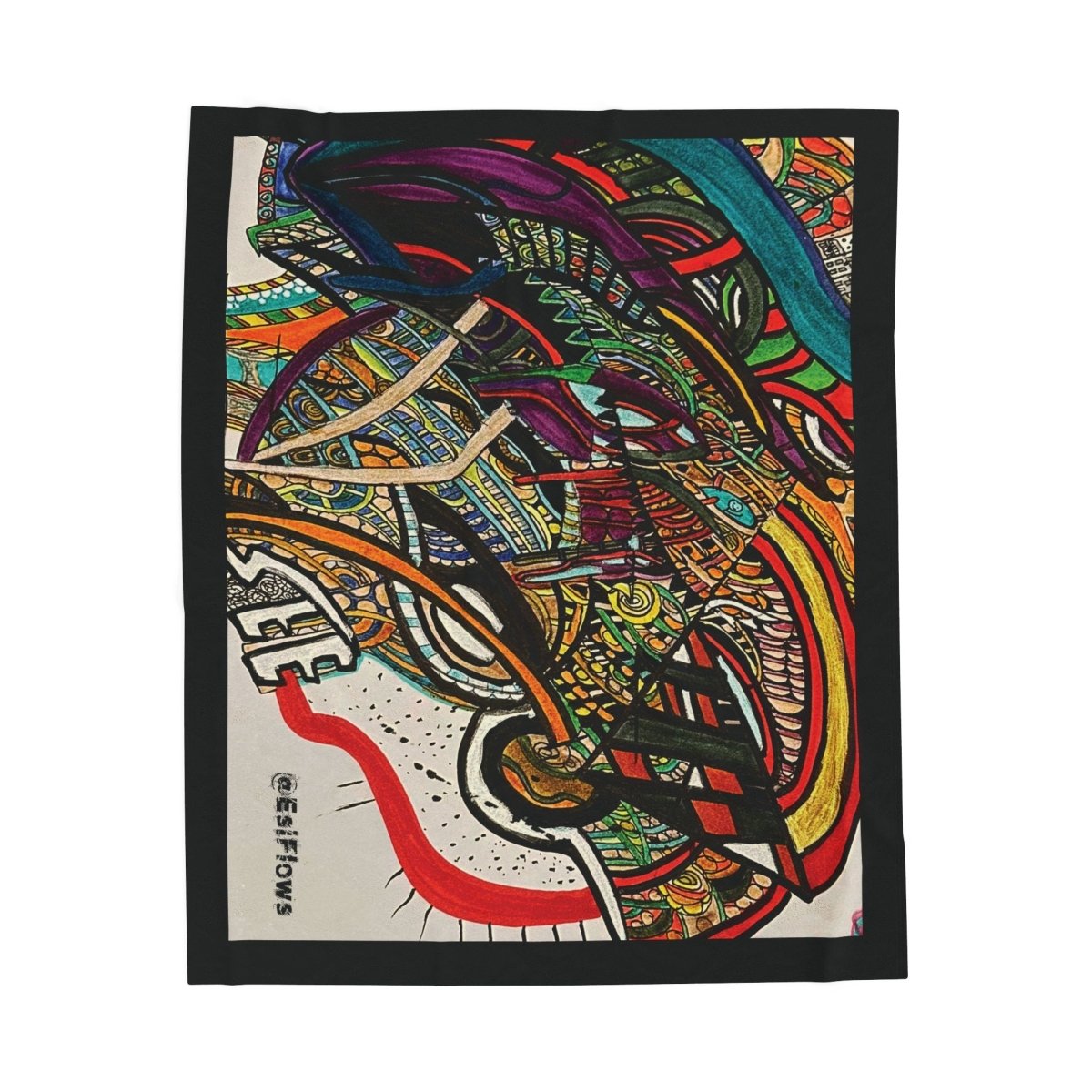 "Energy Art V1" | ***[Plush Blanket]*** | EsiFlows | Abstract Arts Colorful Cotton Velveteen Blanket - EsiFlows