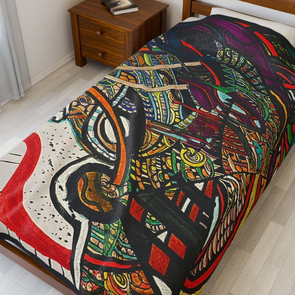 "Energy Art V1" | ***[Plush Blanket]*** | EsiFlows | Abstract Arts Colorful Cotton Velveteen Blanket - EsiFlows