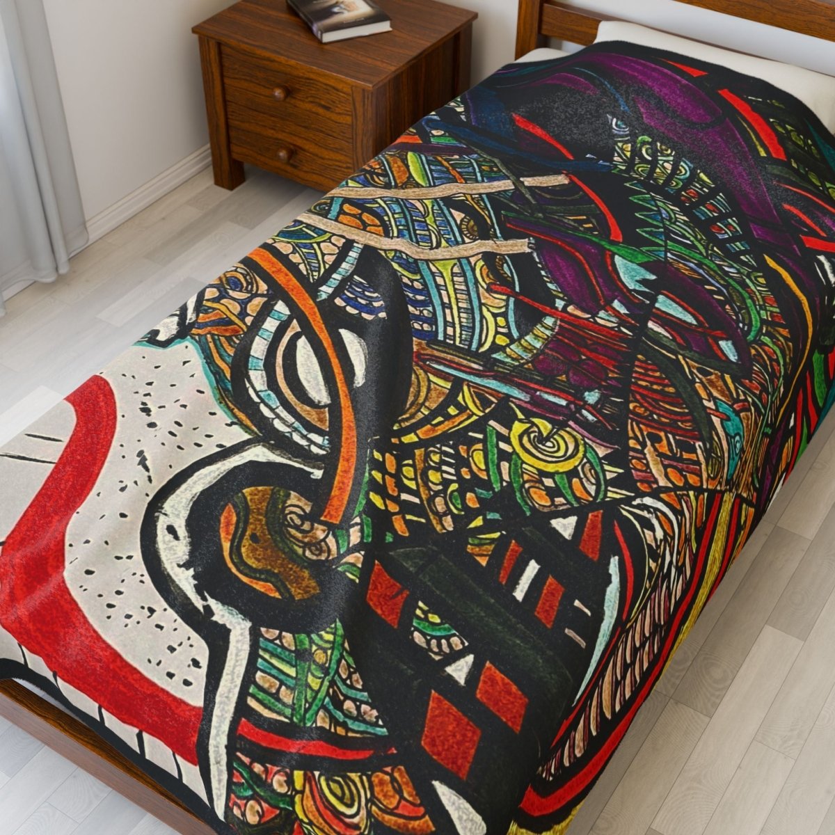 "Energy Art V1" | ***[Plush Blanket]*** | EsiFlows | Abstract Arts Colorful Cotton Velveteen Blanket - EsiFlows