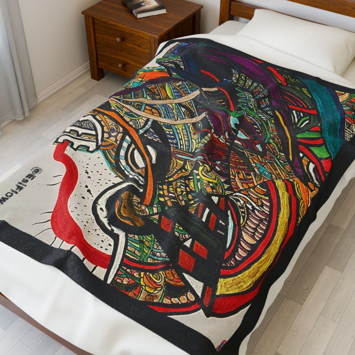 "Energy Art V1" | ***[Plush Blanket]*** | EsiFlows | Abstract Arts Colorful Cotton Velveteen Blanket - EsiFlows