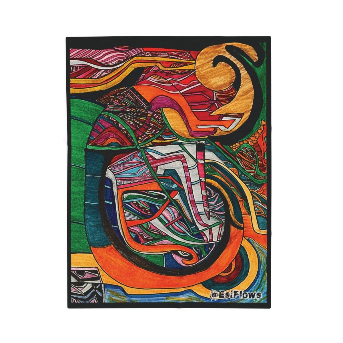 "Energy Art v12" | ***[Plush Blanket]*** | EsiFlows | Colorful Abstract Cotton Velveteen Blanket - EsiFlows