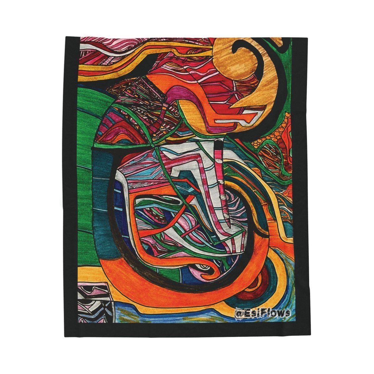 "Energy Art v12" | ***[Plush Blanket]*** | EsiFlows | Colorful Abstract Cotton Velveteen Blanket - EsiFlows