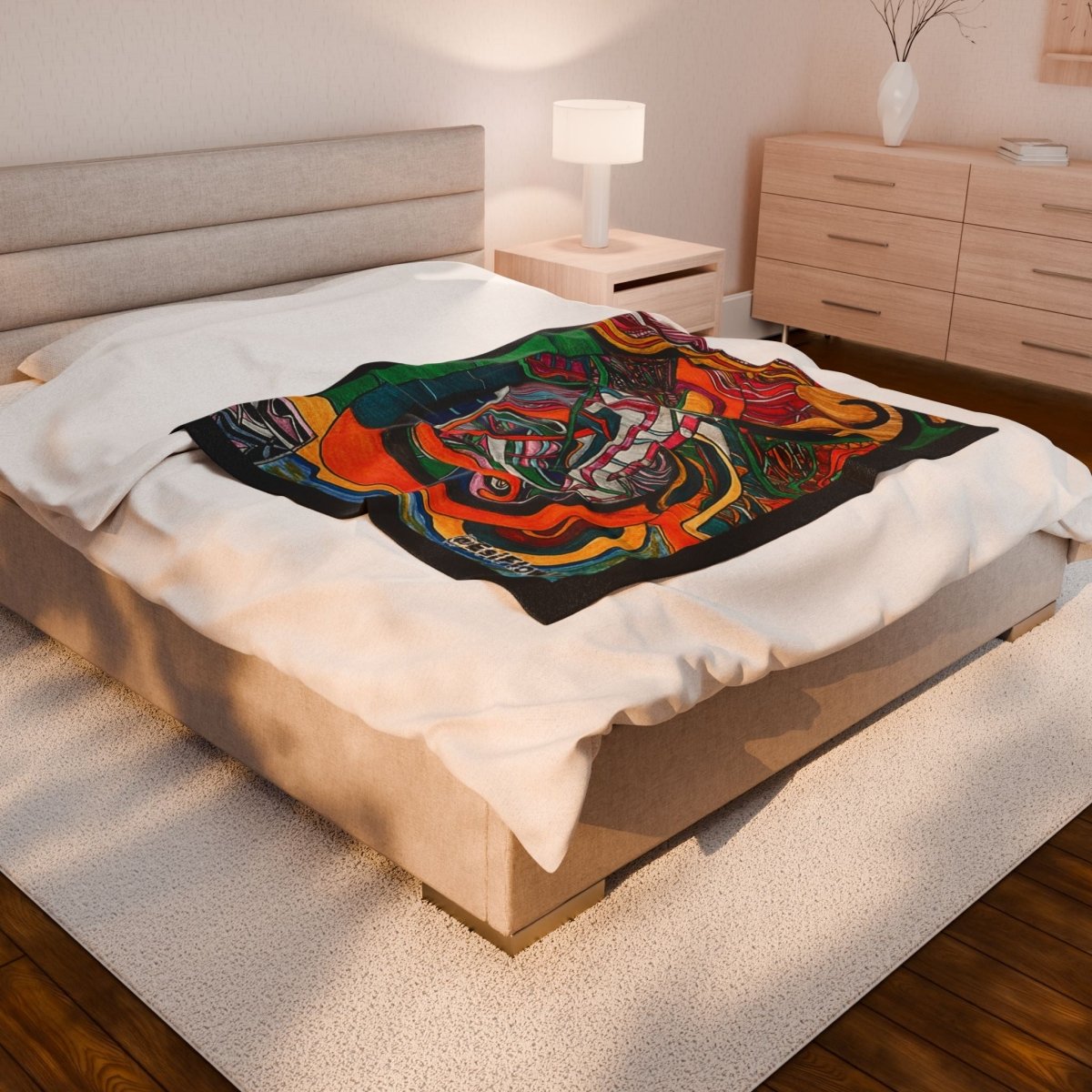 "Energy Art v12" | ***[Plush Blanket]*** | EsiFlows | Colorful Abstract Cotton Velveteen Blanket - EsiFlows