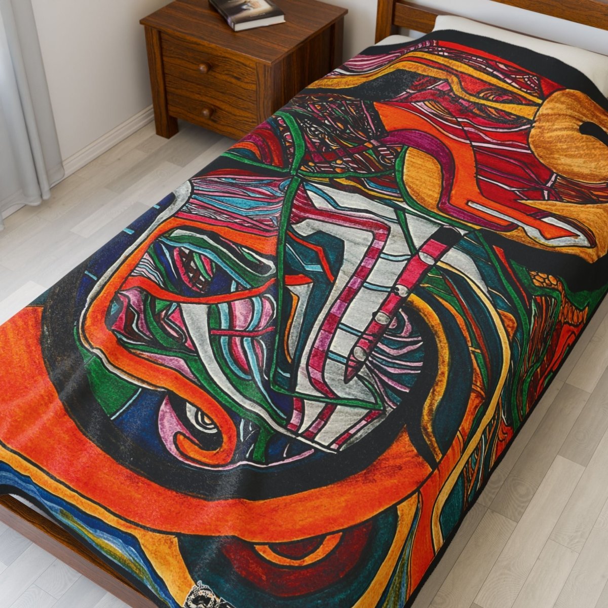 "Energy Art v12" | ***[Plush Blanket]*** | EsiFlows | Colorful Abstract Cotton Velveteen Blanket - EsiFlows