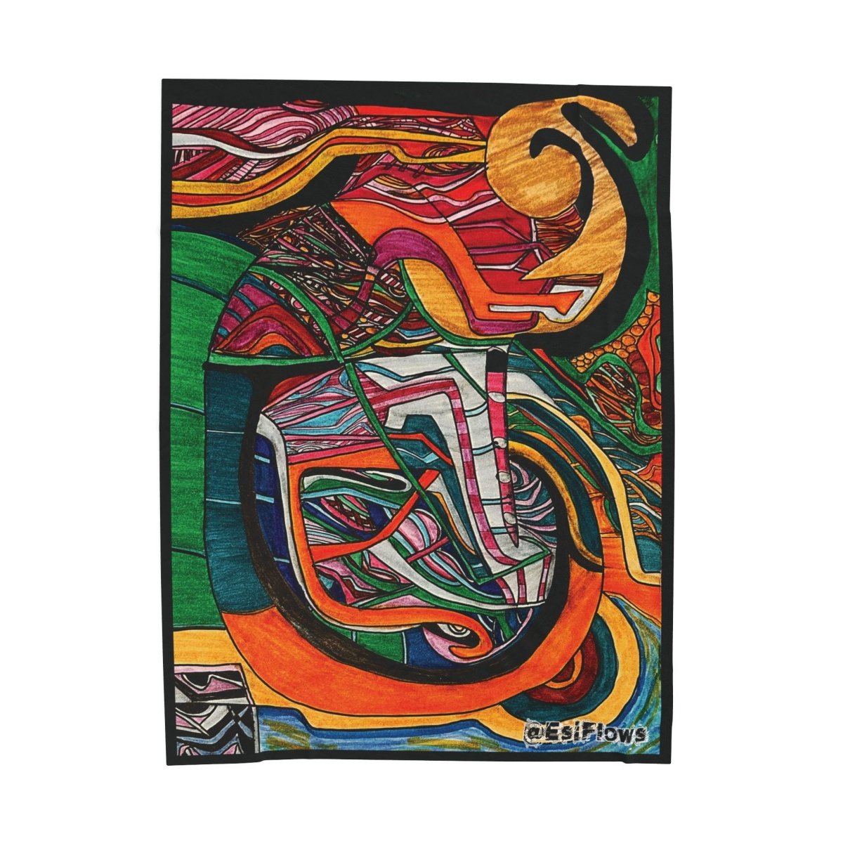 "Energy Art v12" | ***[Plush Blanket]*** | EsiFlows | Colorful Abstract Cotton Velveteen Blanket - EsiFlows
