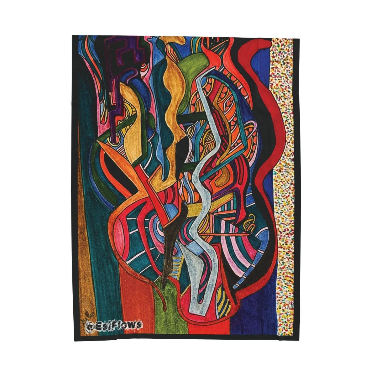 "Energy Art v13" | ***[Plush Blanket]*** | EsiFlows | Colorful Abstract Cotton Velveteen Blanket - EsiFlows