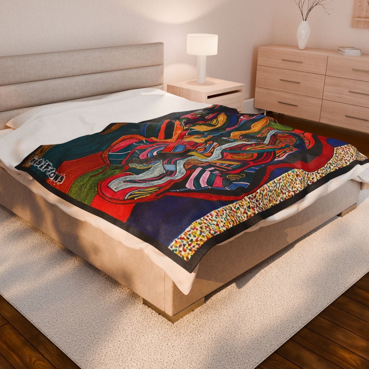 "Energy Art v13" | ***[Plush Blanket]*** | EsiFlows | Colorful Abstract Cotton Velveteen Blanket - EsiFlows