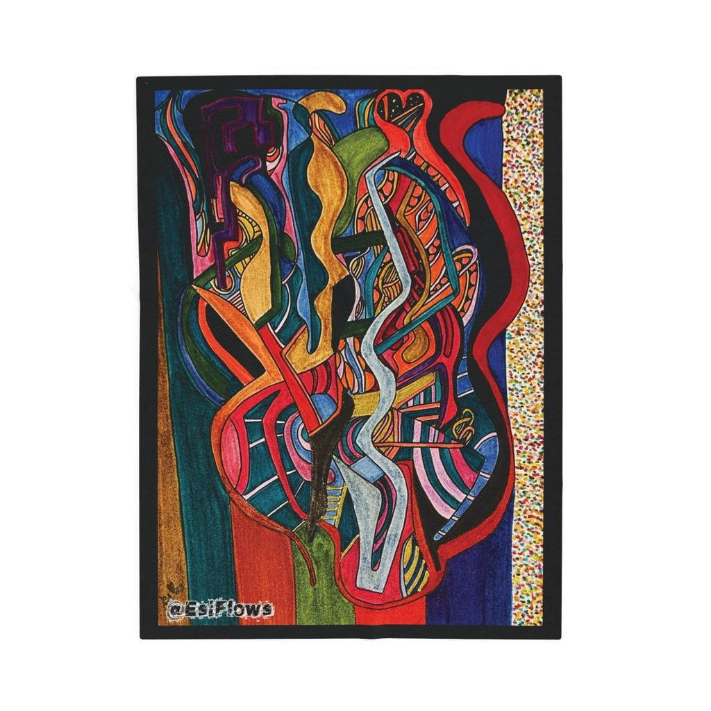 "Energy Art v13" | ***[Plush Blanket]*** | EsiFlows | Colorful Abstract Cotton Velveteen Blanket - EsiFlows