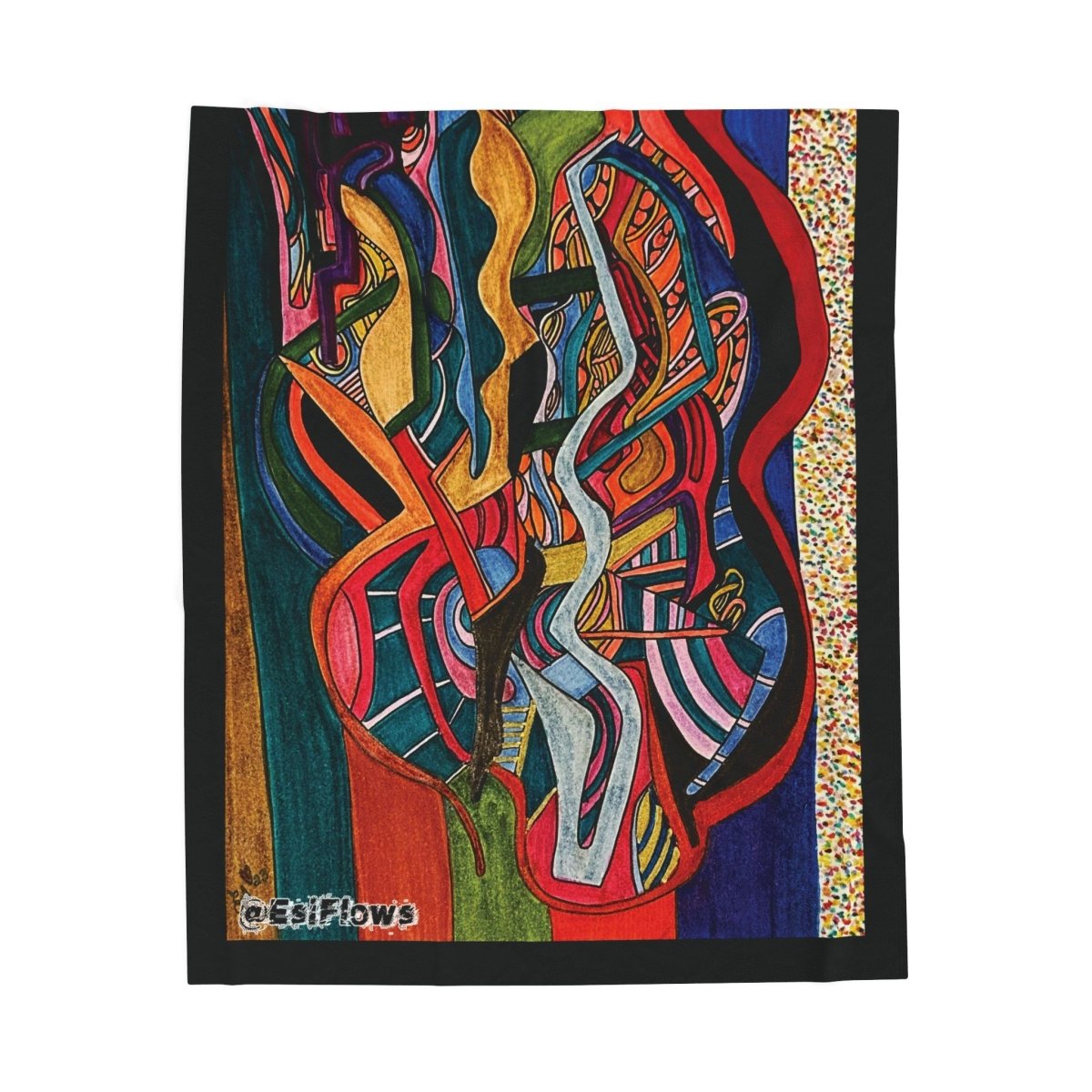 "Energy Art v13" | ***[Plush Blanket]*** | EsiFlows | Colorful Abstract Cotton Velveteen Blanket - EsiFlows