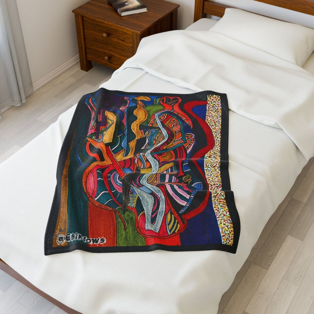 "Energy Art v13" | ***[Plush Blanket]*** | EsiFlows | Colorful Abstract Cotton Velveteen Blanket - EsiFlows