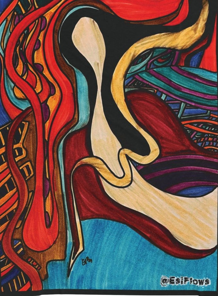 "Energy Art v15" | ***[Plush Blanket]*** | EsiFlows | Colorful Abstract Cotton Velveteen Blanket - EsiFlows