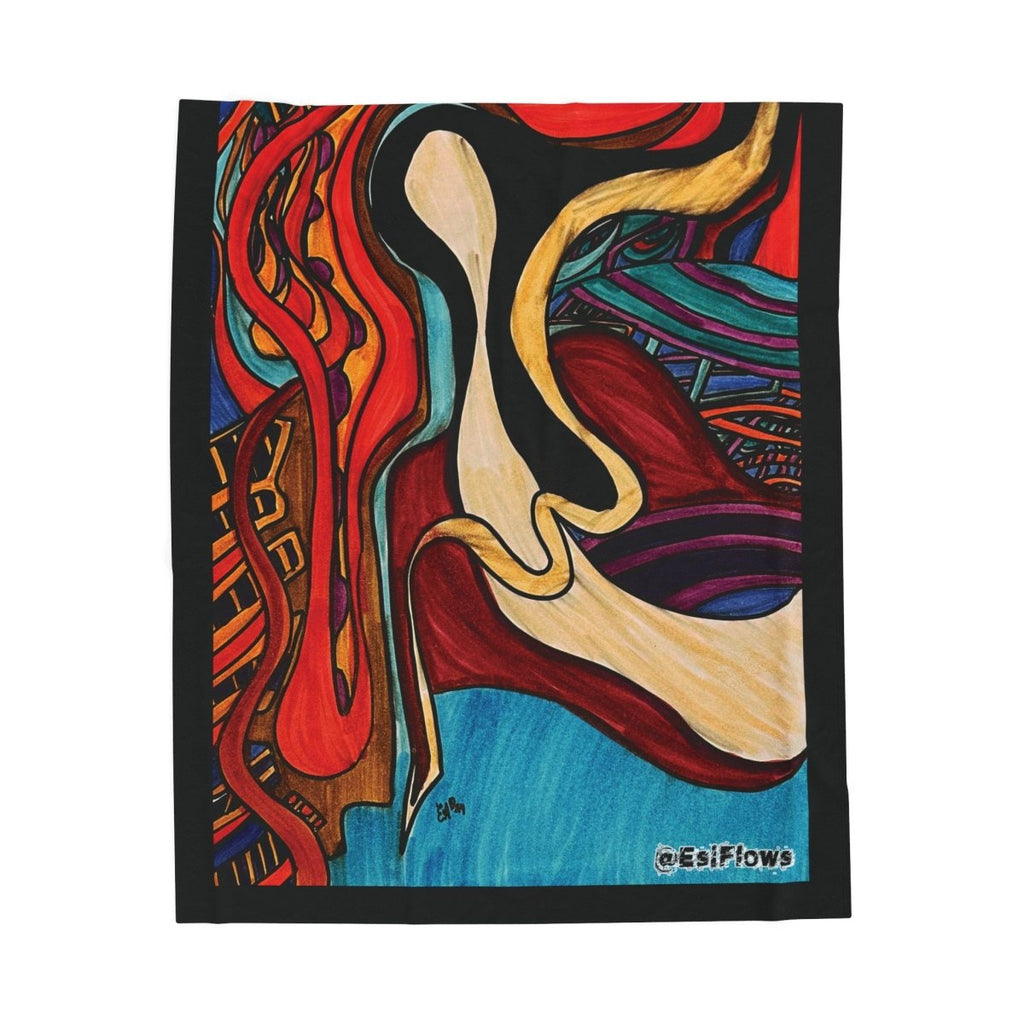 "Energy Art v15" | ***[Plush Blanket]*** | EsiFlows | Colorful Abstract Cotton Velveteen Blanket - EsiFlows