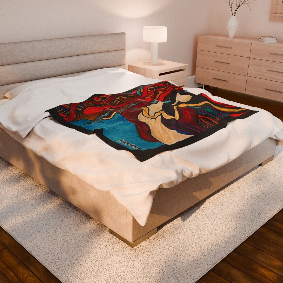 "Energy Art v15" | ***[Plush Blanket]*** | EsiFlows | Colorful Abstract Cotton Velveteen Blanket - EsiFlows