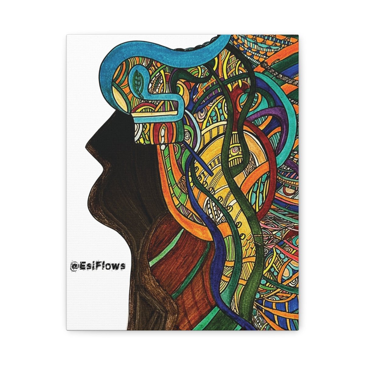 "Energy Art v3" | ***[Canvas Print]*** | EsiFlows | Colorful Abstract Face Woman Profile Canvas Wall Art - EsiFlows
