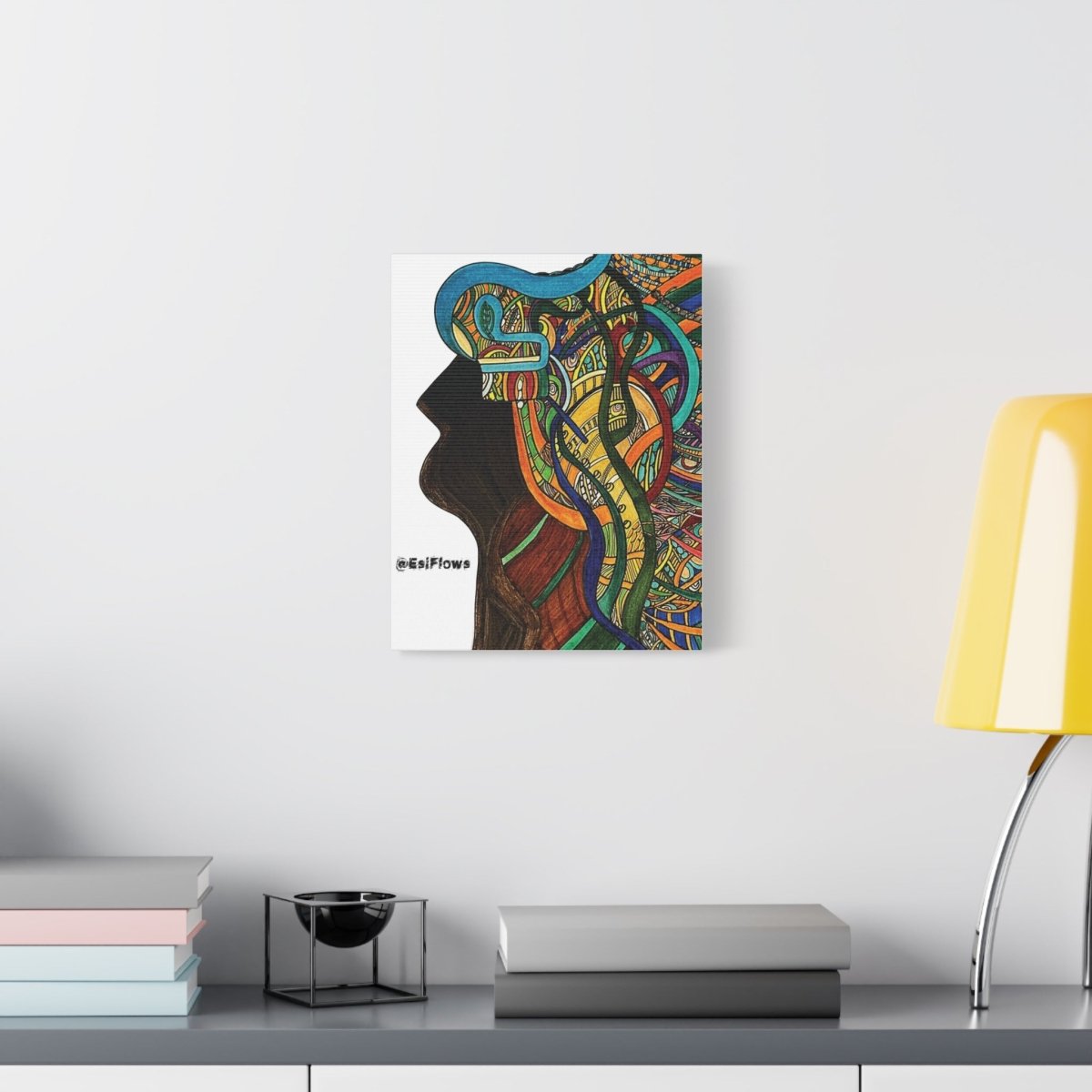 "Energy Art v3" | ***[Canvas Print]*** | EsiFlows | Colorful Abstract Face Woman Profile Canvas Wall Art - EsiFlows