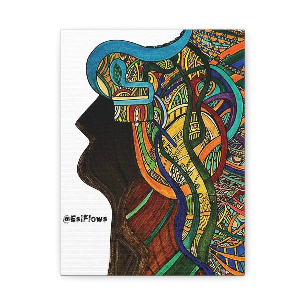 "Energy Art v3" | ***[Canvas Print]*** | EsiFlows | Colorful Abstract Face Woman Profile Canvas Wall Art - EsiFlows