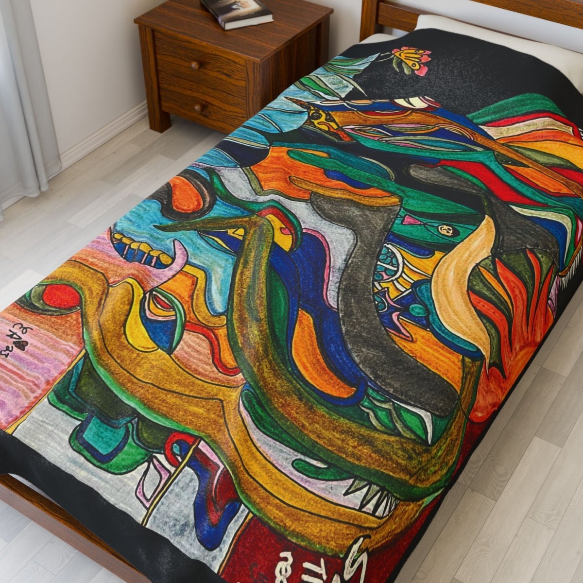 "Energy Art V4" | ***[Cotton Plush Blanket]*** | EsiFlows | Colorful Abstract Flowing Energy Painting - EsiFlows