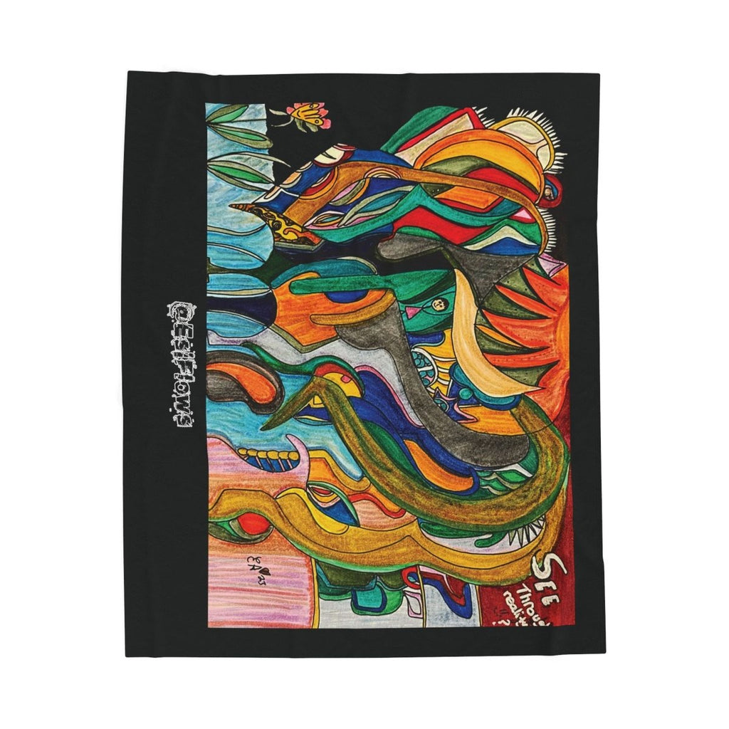 "Energy Art V4" | ***[Cotton Plush Blanket]*** | EsiFlows | Colorful Abstract Flowing Energy Painting - EsiFlows