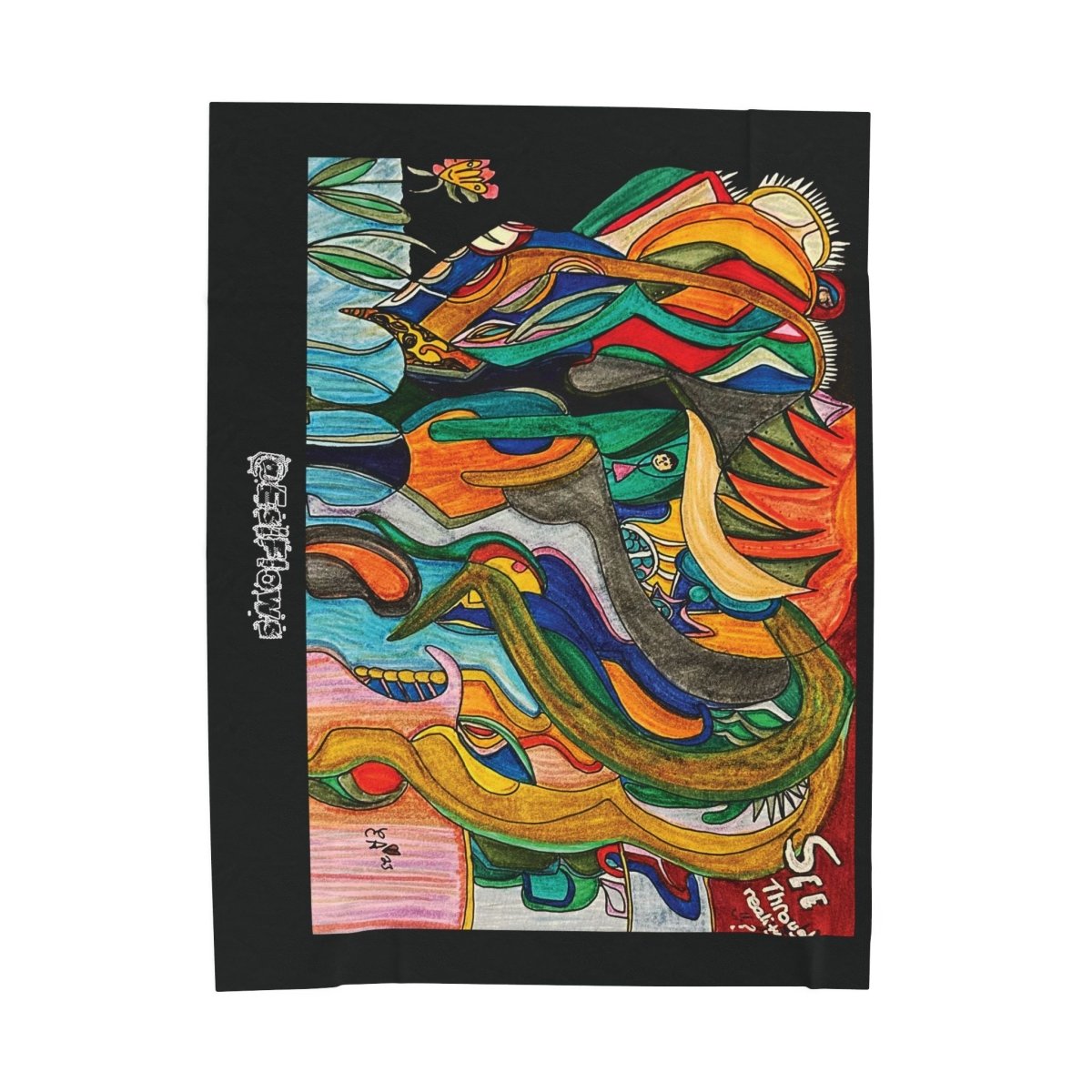 "Energy Art V4" | ***[Cotton Plush Blanket]*** | EsiFlows | Colorful Abstract Flowing Energy Painting - EsiFlows
