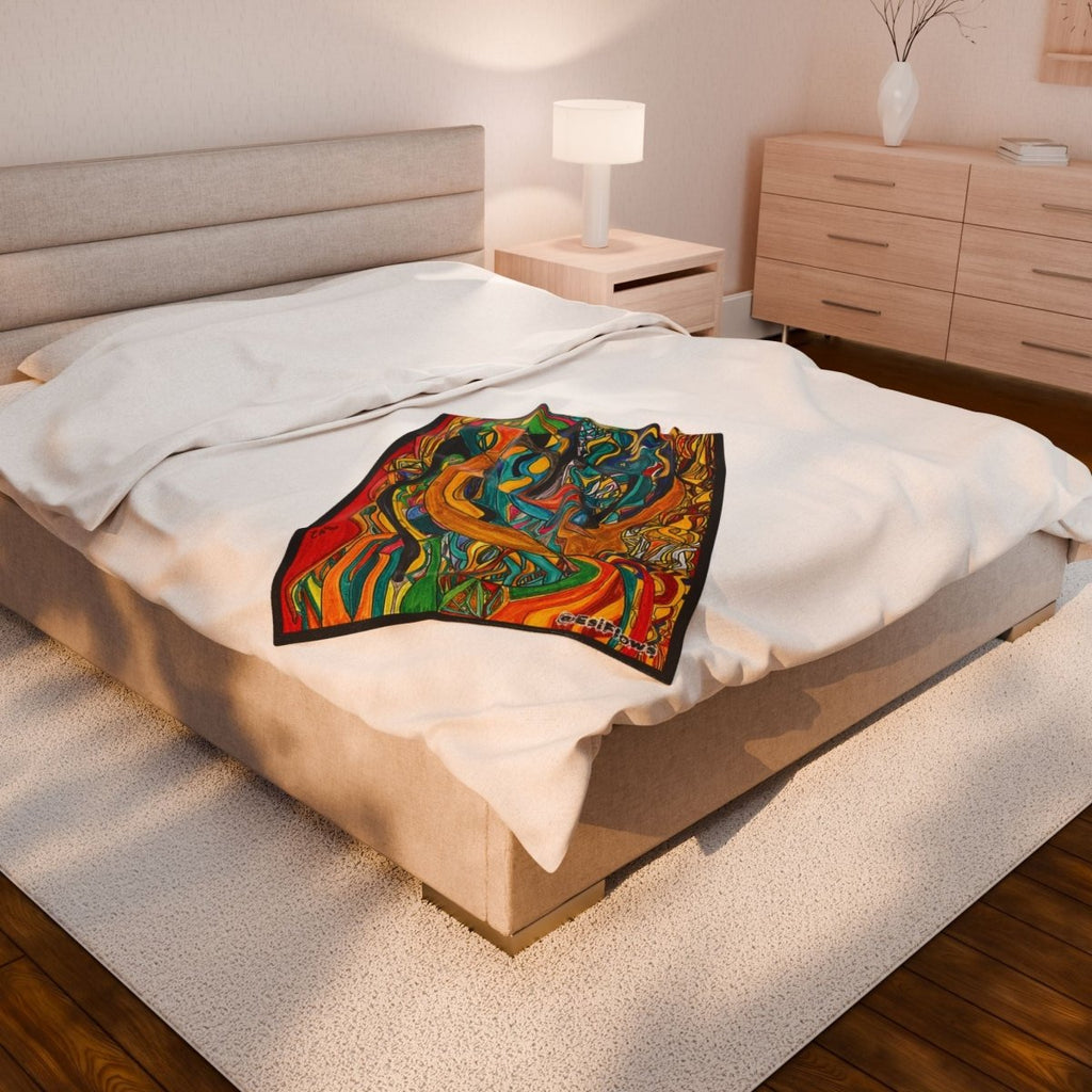 "Energy Art v6" | ***[Plush Blanket]*** | EsiFlows | Colorful Abstract Cotton Velveteen Blanket - EsiFlows