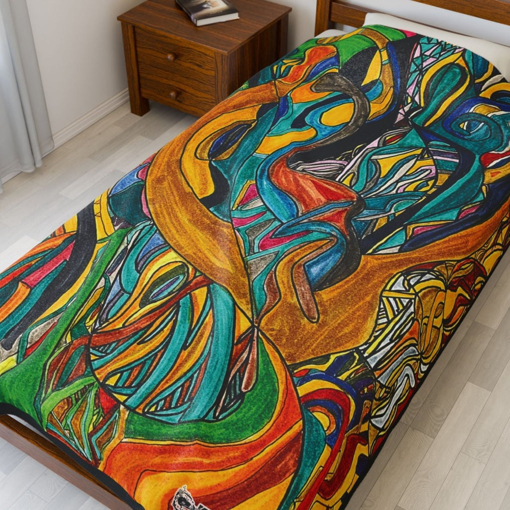 "Energy Art v6" | ***[Plush Blanket]*** | EsiFlows | Colorful Abstract Cotton Velveteen Blanket - EsiFlows