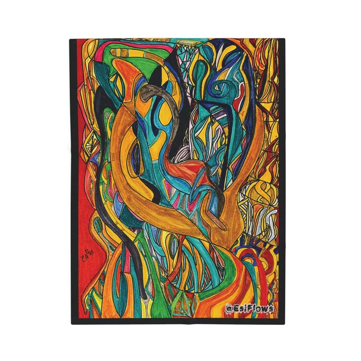 "Energy Art v6" | ***[Plush Blanket]*** | EsiFlows | Colorful Abstract Cotton Velveteen Blanket - EsiFlows