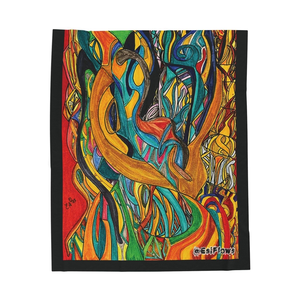 "Energy Art v6" | ***[Plush Blanket]*** | EsiFlows | Colorful Abstract Cotton Velveteen Blanket - EsiFlows