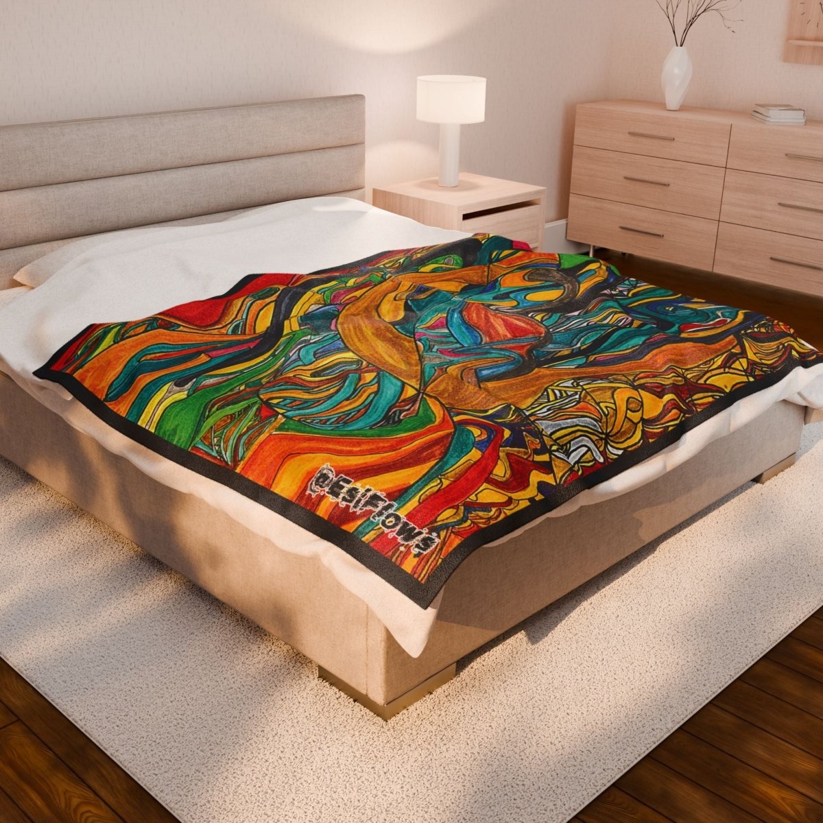"Energy Art v6" | ***[Plush Blanket]*** | EsiFlows | Colorful Abstract Cotton Velveteen Blanket - EsiFlows