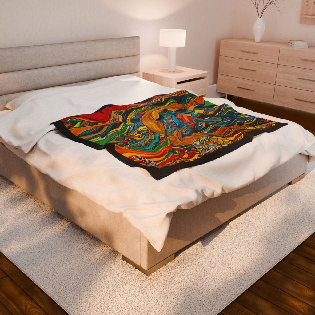 "Energy Art v6" | ***[Plush Blanket]*** | EsiFlows | Colorful Abstract Cotton Velveteen Blanket - EsiFlows