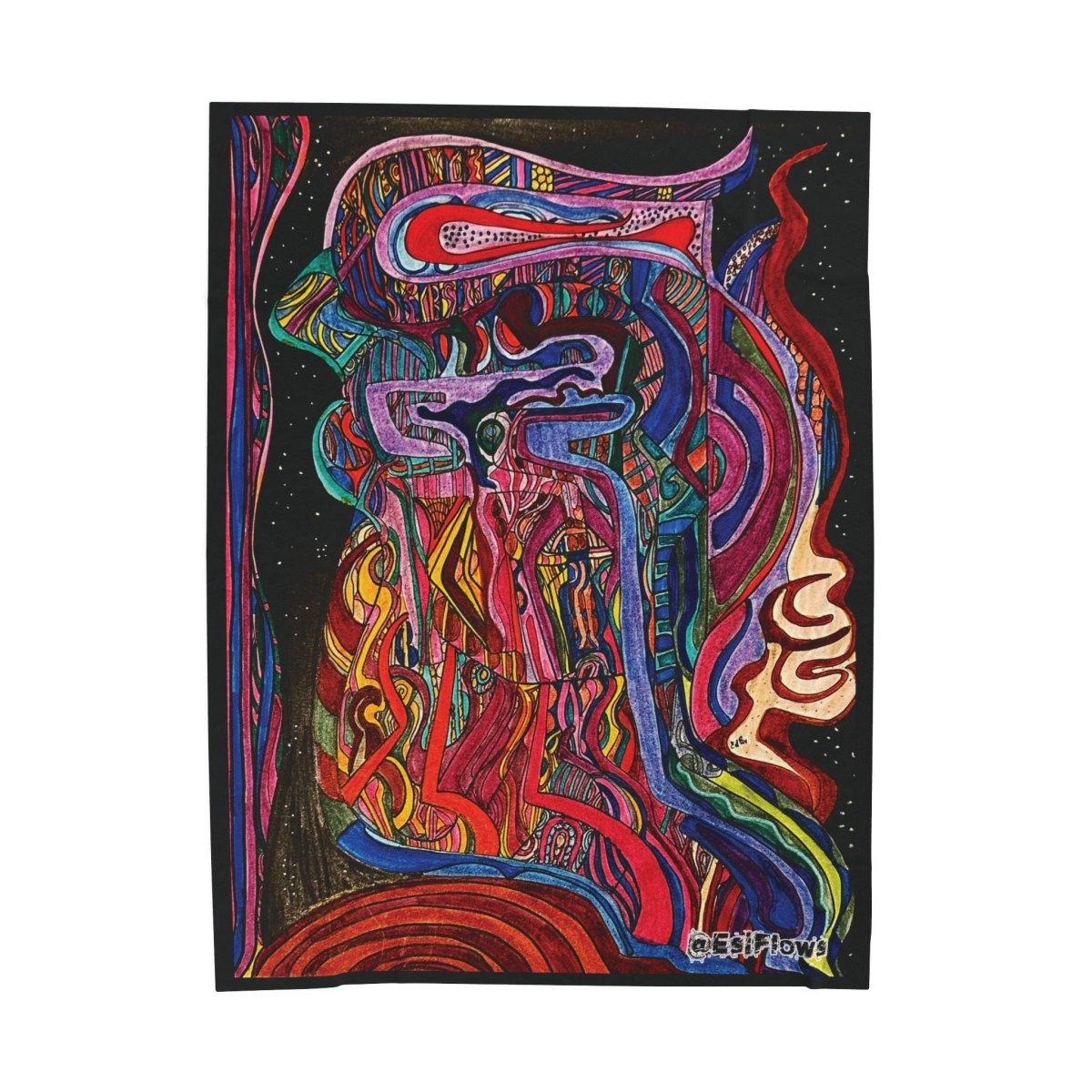 "Energy Art v7" | ***[Plush Blanket]*** | EsiFlows | Colorful Abstract Velveteen Blanket - EsiFlows