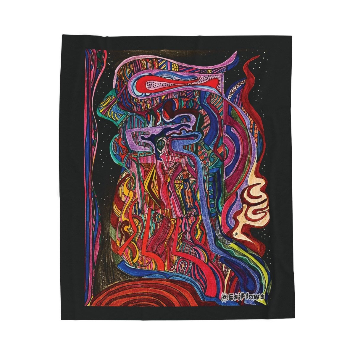 "Energy Art v7" | ***[Plush Blanket]*** | EsiFlows | Colorful Abstract Velveteen Blanket - EsiFlows