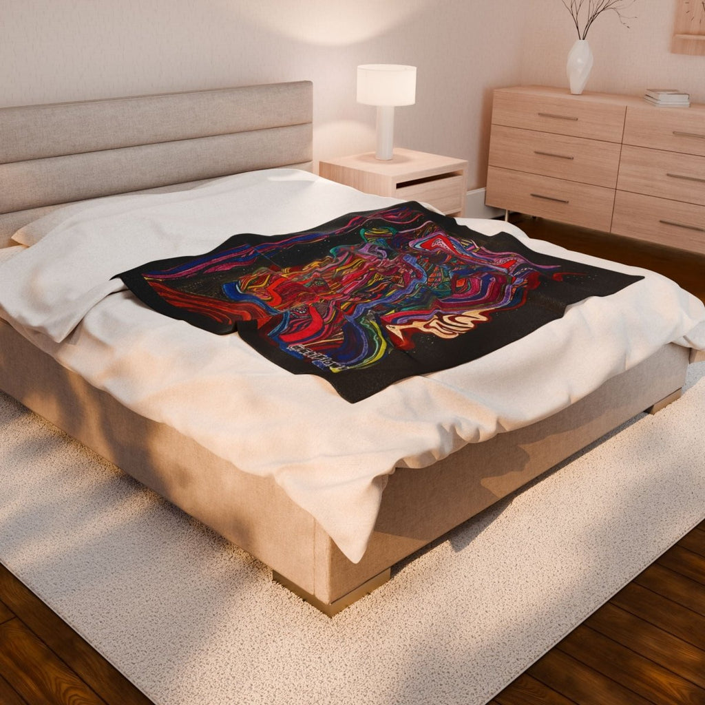 "Energy Art v7" | ***[Plush Blanket]*** | EsiFlows | Colorful Abstract Velveteen Blanket - EsiFlows