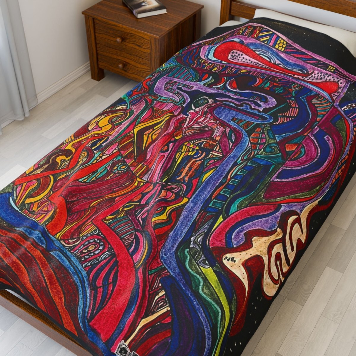 "Energy Art v7" | ***[Plush Blanket]*** | EsiFlows | Colorful Abstract Velveteen Blanket - EsiFlows