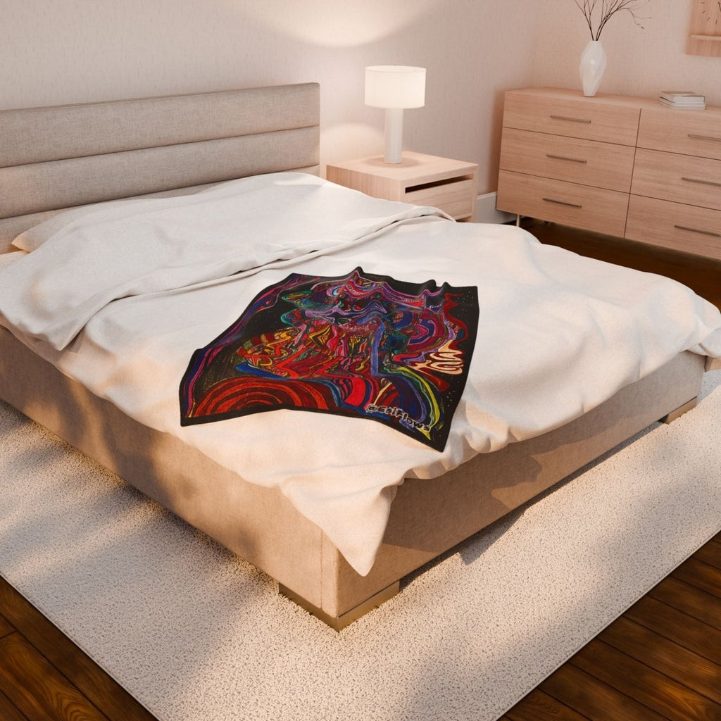 "Energy Art v7" | ***[Plush Blanket]*** | EsiFlows | Colorful Abstract Velveteen Blanket - EsiFlows