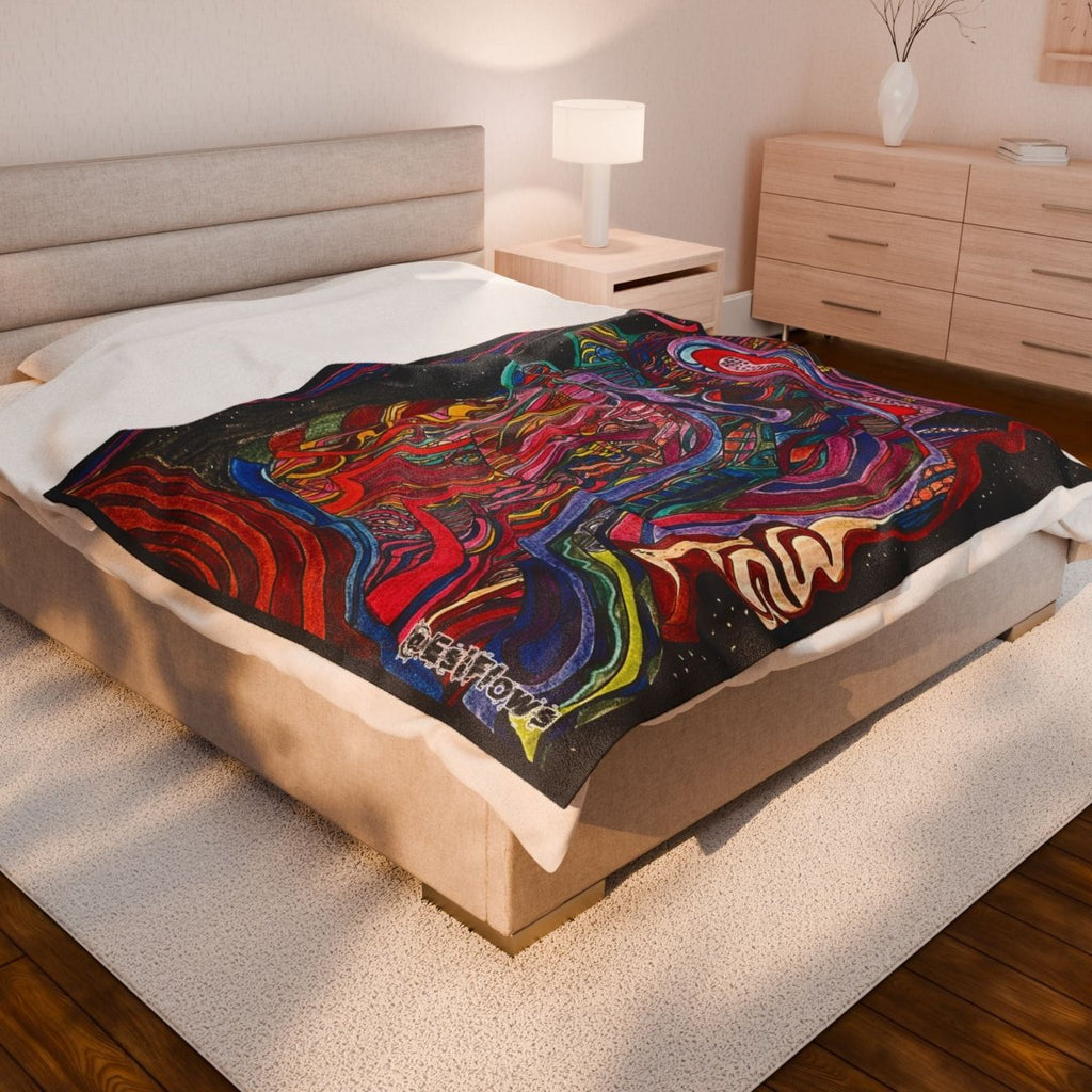 "Energy Art v7" | ***[Plush Blanket]*** | EsiFlows | Colorful Abstract Velveteen Blanket - EsiFlows