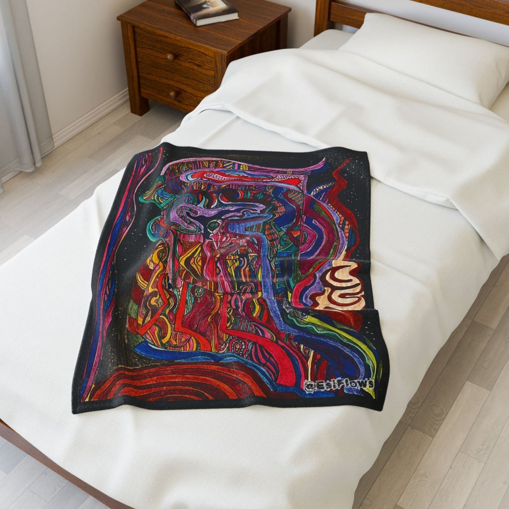"Energy Art v7" | ***[Plush Blanket]*** | EsiFlows | Colorful Abstract Velveteen Blanket - EsiFlows