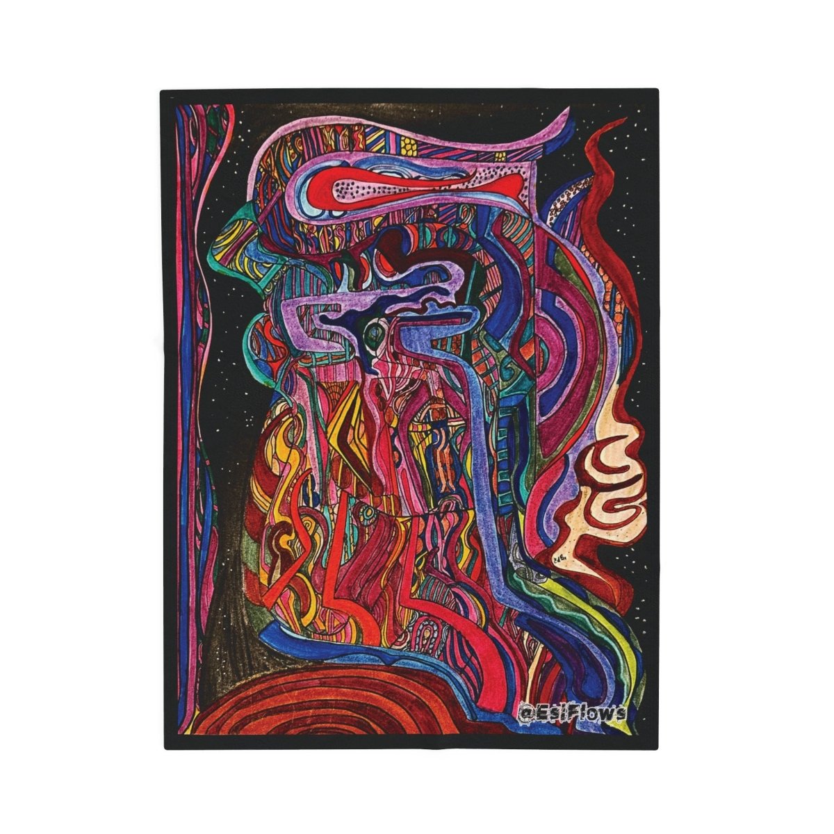 "Energy Art v7" | ***[Plush Blanket]*** | EsiFlows | Colorful Abstract Velveteen Blanket - EsiFlows