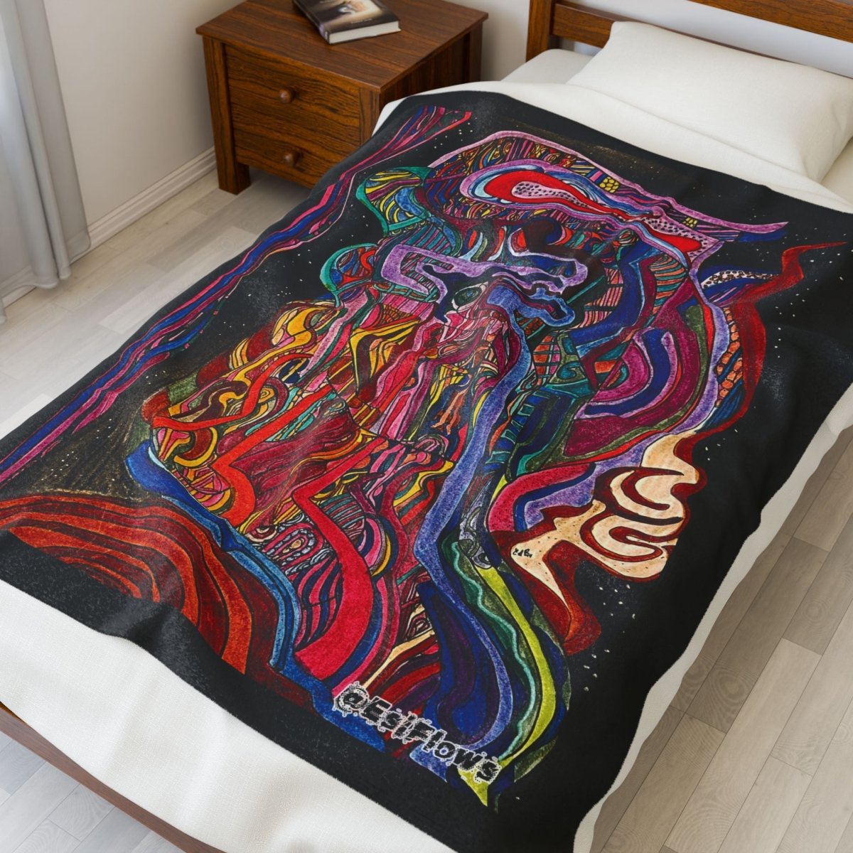 "Energy Art v7" | ***[Plush Blanket]*** | EsiFlows | Colorful Abstract Velveteen Blanket - EsiFlows