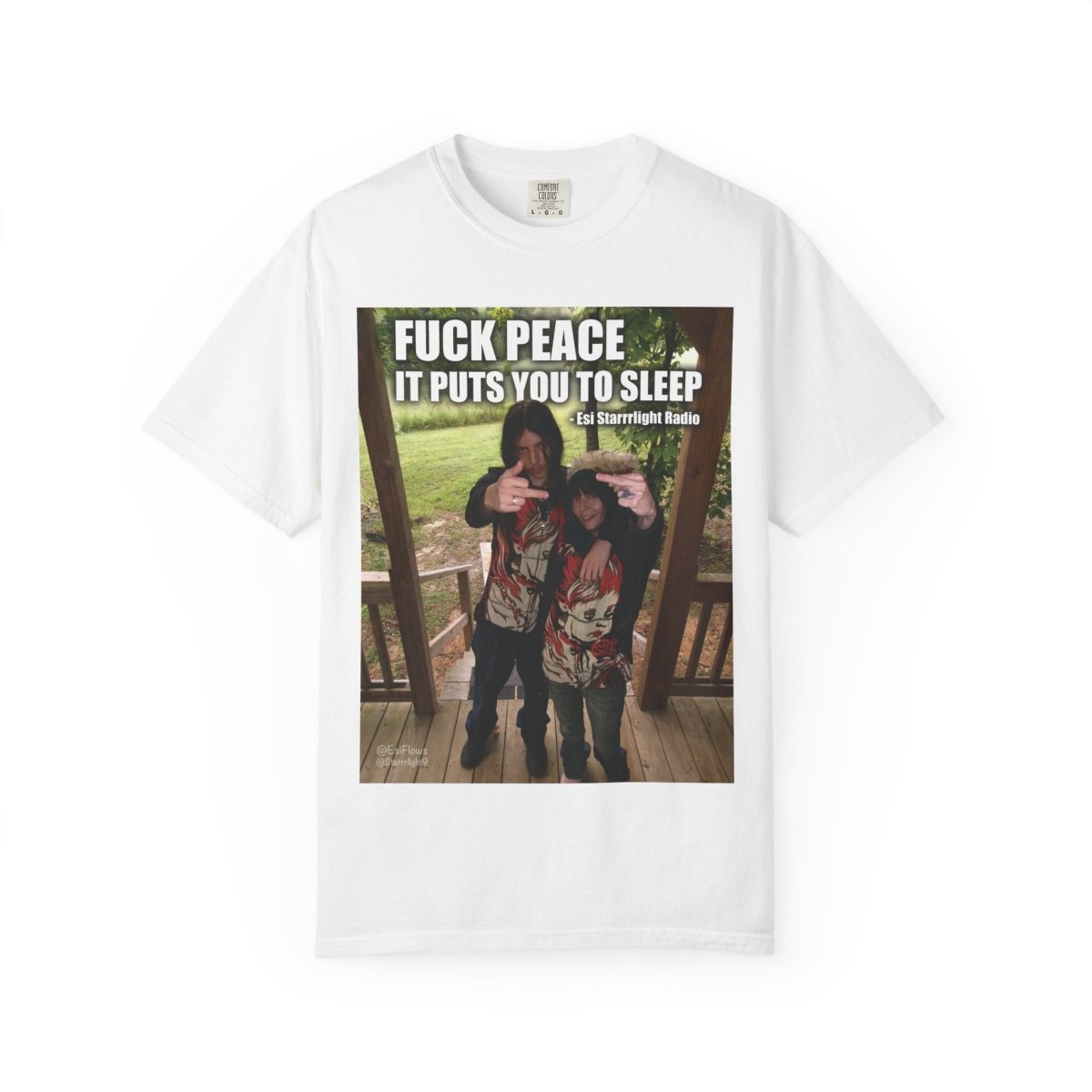 "Esi Starrrlight Radio - Fuck Peace" | ***[Graphic Tee]*** | Esi Starrrlight Radio x EsiFlows | Surreal Bold Fashion Model High Vibes T-Shirt - EsiFlows