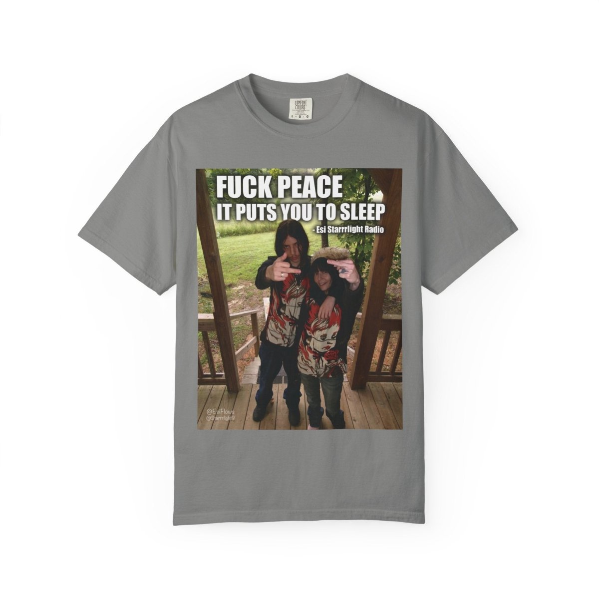 "Esi Starrrlight Radio - Fuck Peace" | ***[Graphic Tee]*** | Esi Starrrlight Radio x EsiFlows | Surreal Bold Fashion Model High Vibes T-Shirt - EsiFlows