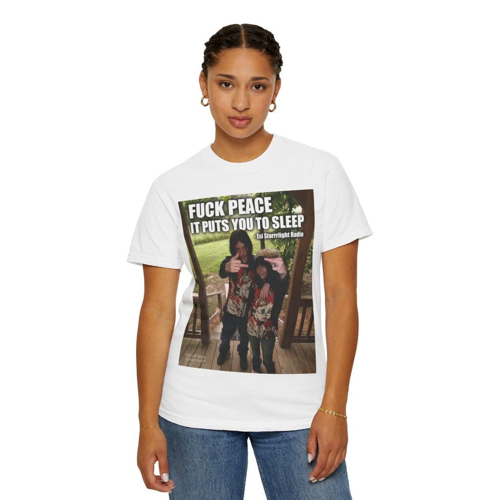 "Esi Starrrlight Radio - Fuck Peace" | ***[Graphic Tee]*** | Esi Starrrlight Radio x EsiFlows | Surreal Bold Fashion Model High Vibes T-Shirt - EsiFlows
