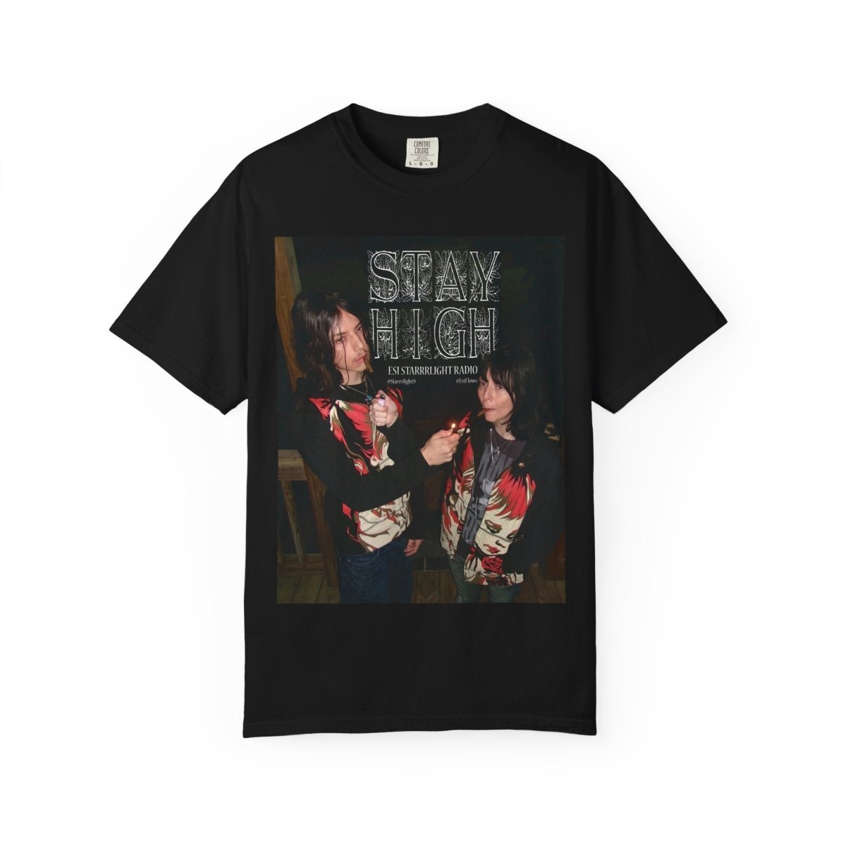 "Esi Starrrlight Radio - Stay High" | ***[Graphic Tee]*** | Esi Starrrlight Radio x EsiFlows | Surreal Fashion Model High Vibes Graphic Tee - EsiFlows