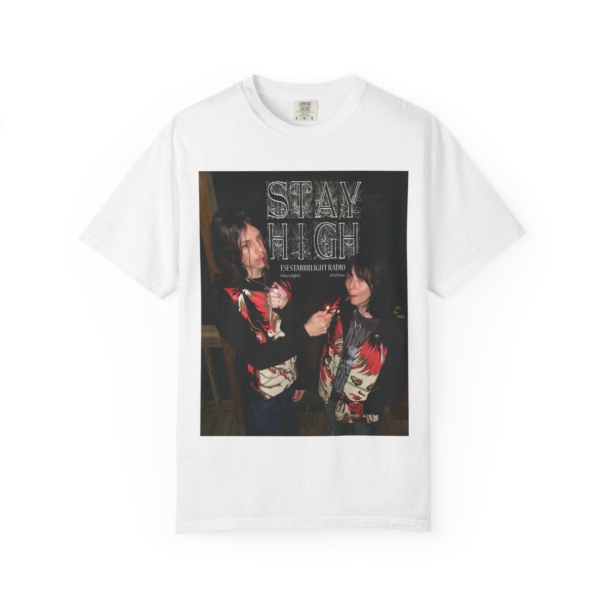 "Esi Starrrlight Radio - Stay High" | ***[Graphic Tee]*** | Esi Starrrlight Radio x EsiFlows | Surreal Fashion Model High Vibes Graphic Tee - EsiFlows