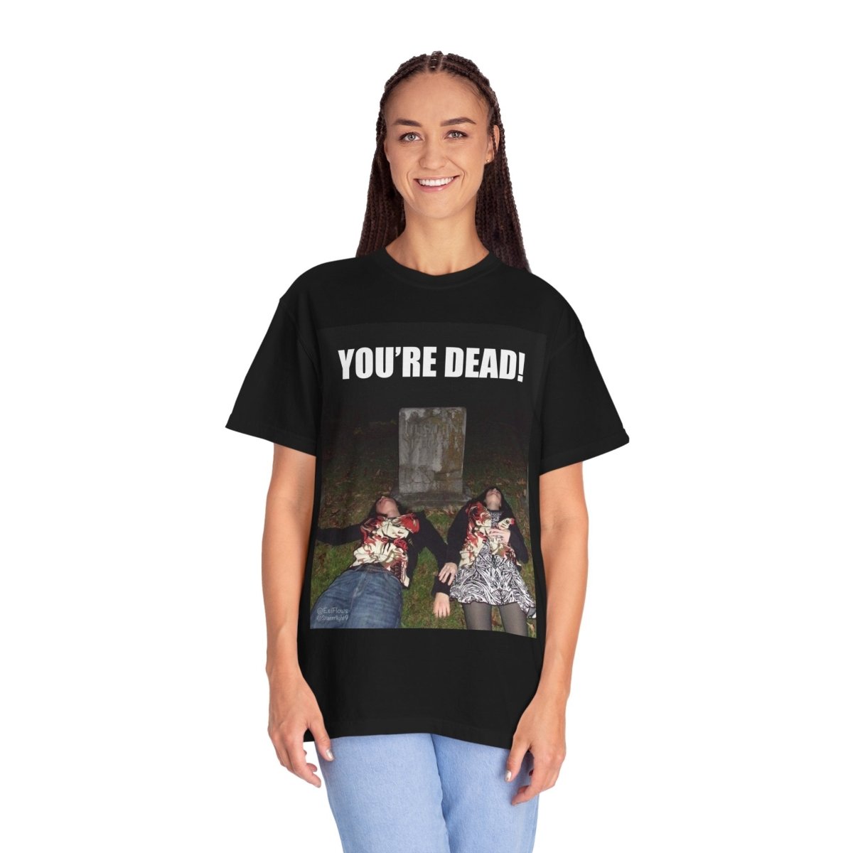 "Esi Starrrlight Radio - You're Dead!" | ***[Graphic Tee]*** | Esi Starrrlight Radio x EsiFlows | Surreal Cemetary Emo Alternative Fashion Model T-Shirt - EsiFlows