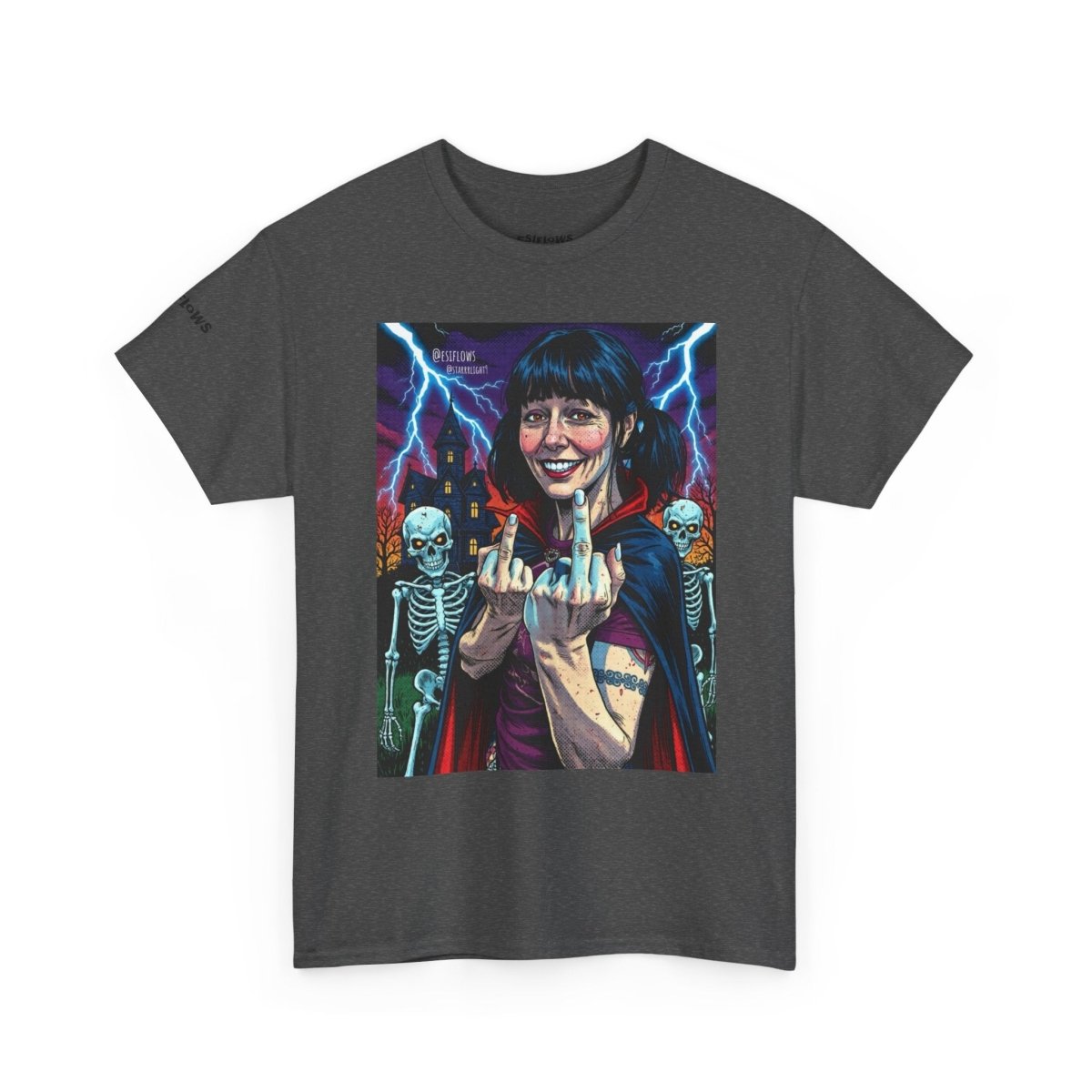 "Halloween EsiFlows" | ***[Heavy Graphic Tee]*** | EsiFlows | Spooky Skeletons Graphic Unisex Heavy Cotton Tee Shirt - EsiFlows